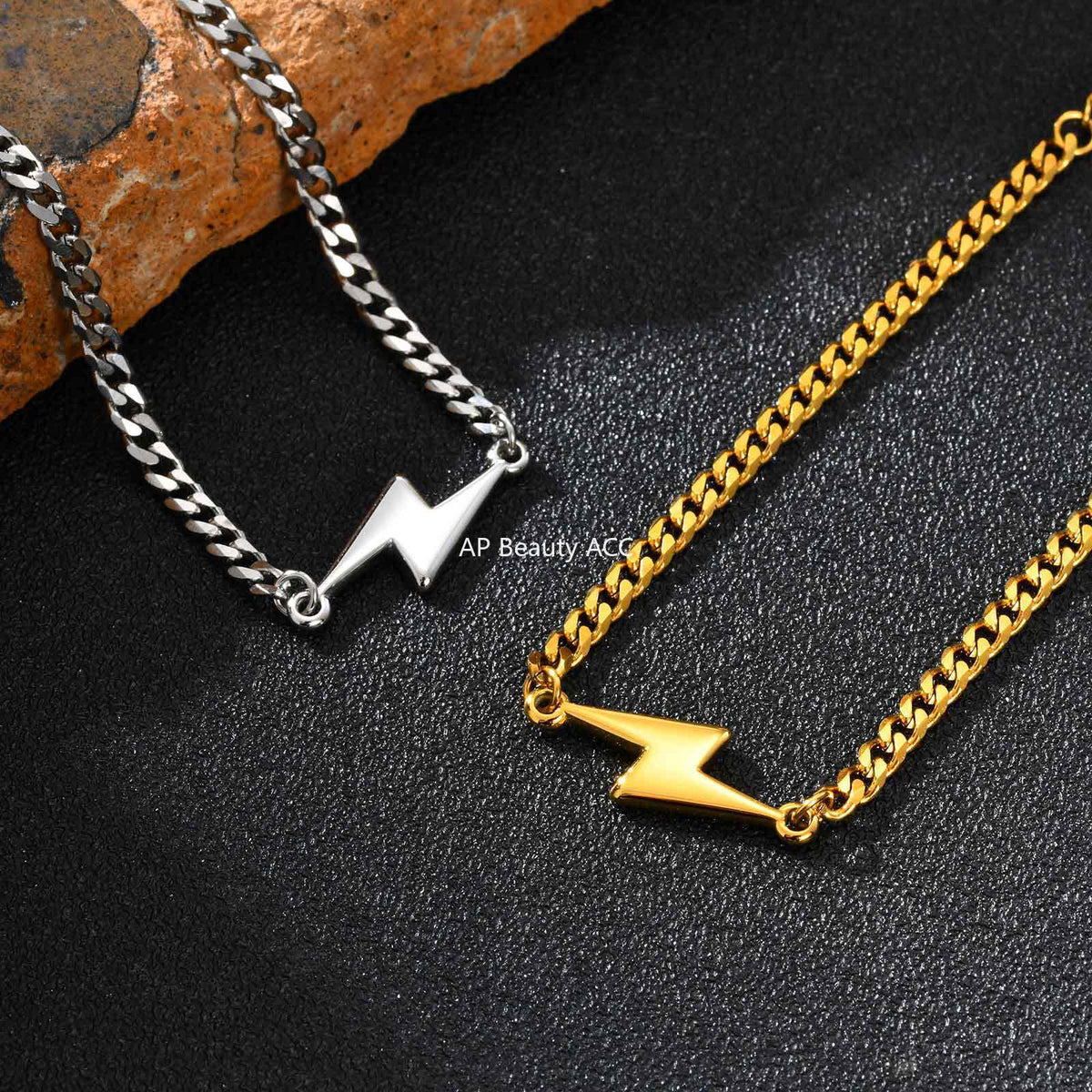 G廠-不鏽鋼六面磨鏈簡約個性情侶飾品鋼色閃電造型手鍊「BR-2620」25.11-1