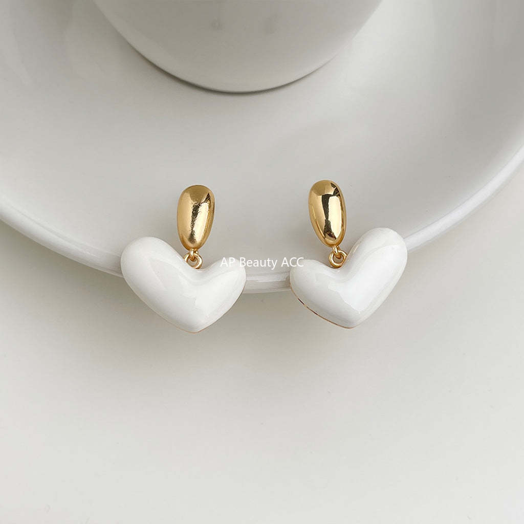 A廠-法式愛心耳環2025新款爆款高級感純銀針耳環女小眾獨特百搭耳飾品「7108」25.11-3