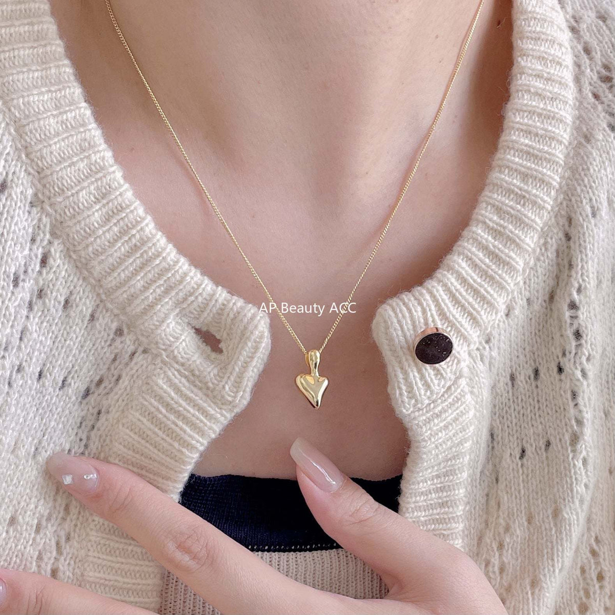 F廠-韓國韓版925純銀不規則愛心項鍊簡約ins網紅小紅書項鍊「B1195」25.12-2