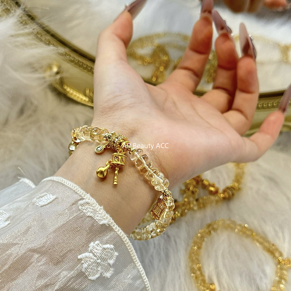 AS廠-天然黃水晶算盤時尚氣質簡約高級感招財轉運珠手鍊手串爆款「l2980」25.11-2