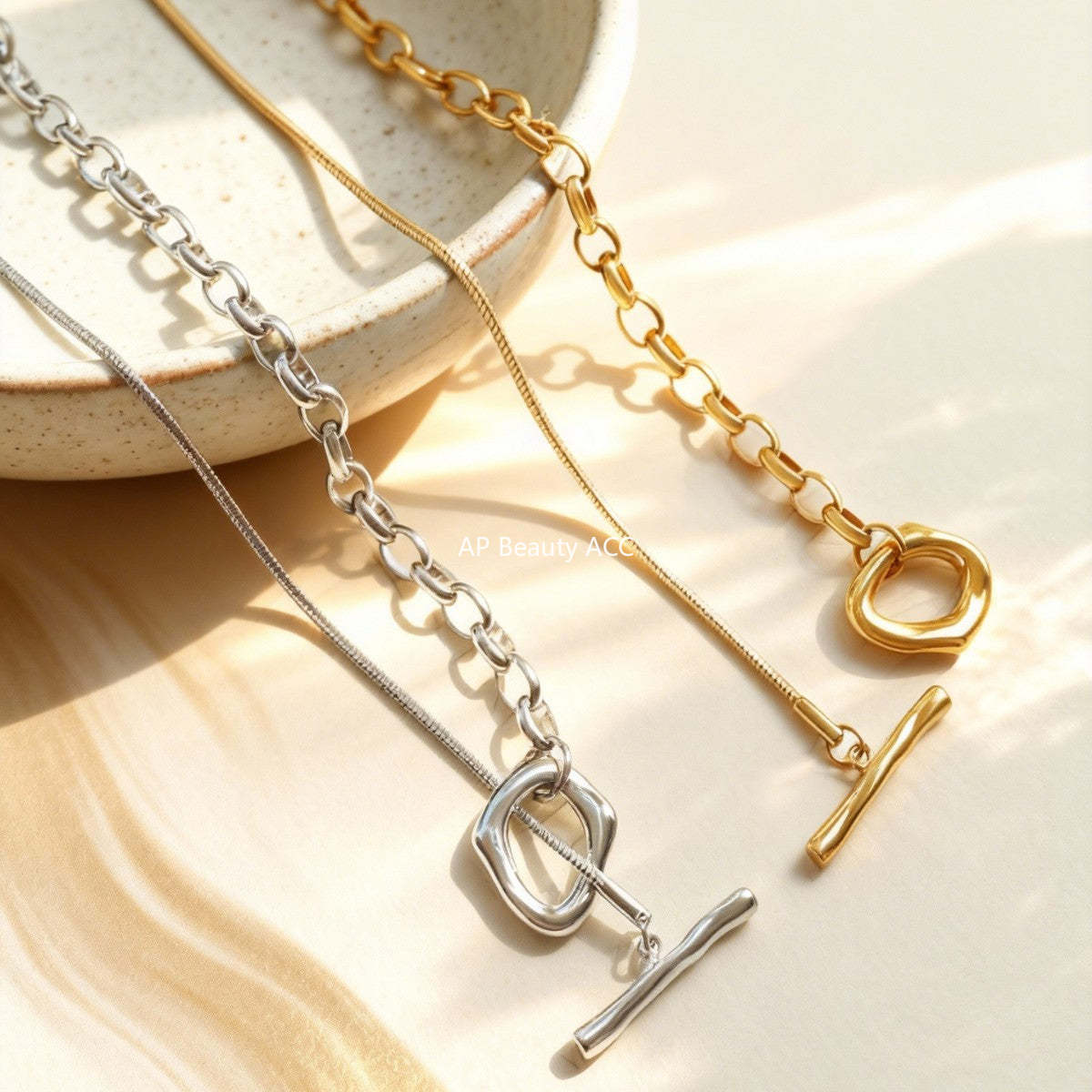 B廠-不鏽鋼OT扣長款可調節毛衣鏈簡約時尚輕奢高級感首飾品鍍18k真金「M005」25.12-2