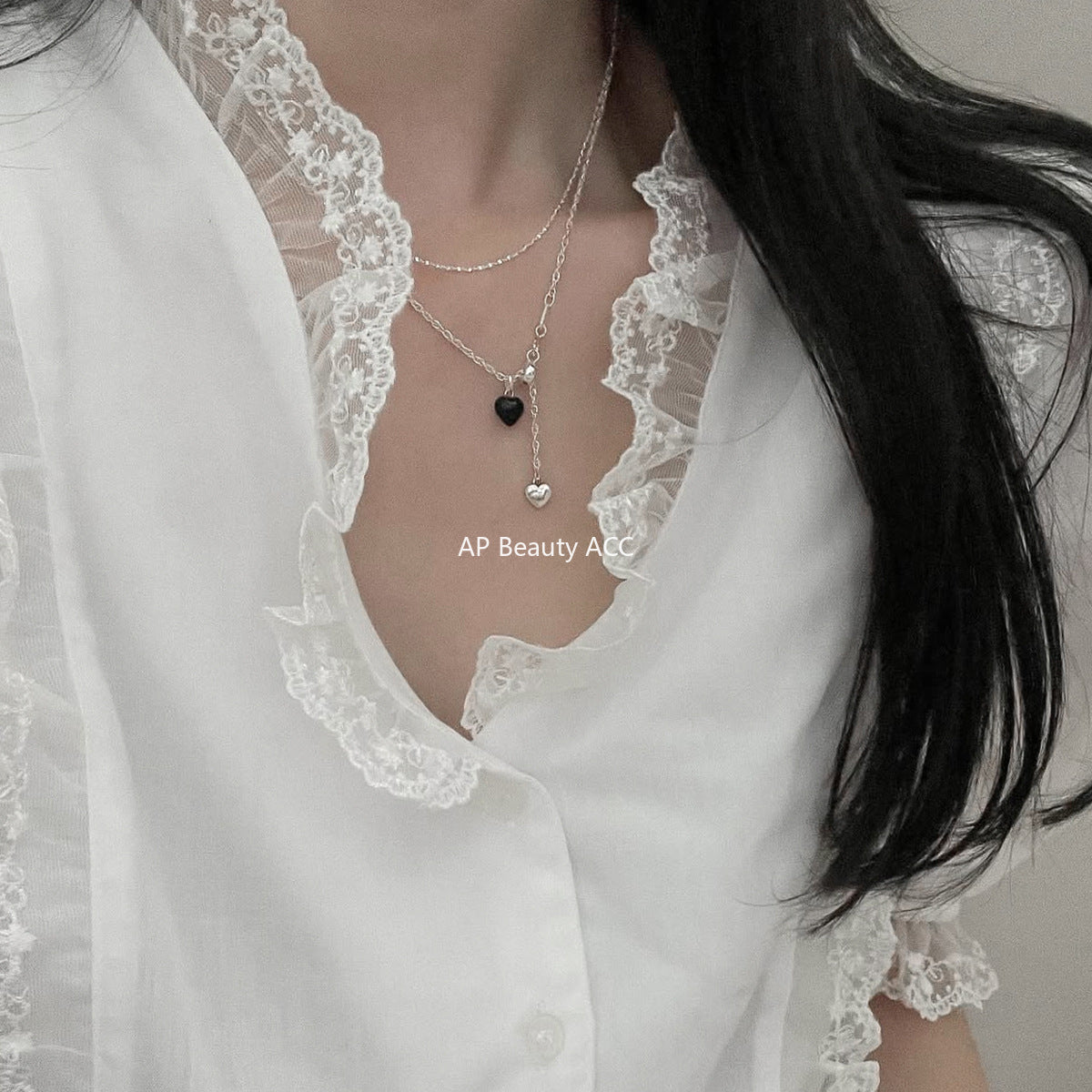 C廠-925純銀韓版抽拉式愛心吊墜項鍊女ins風簡約百搭OL通勤日常鎖骨鏈「XL-1222」25.11-1