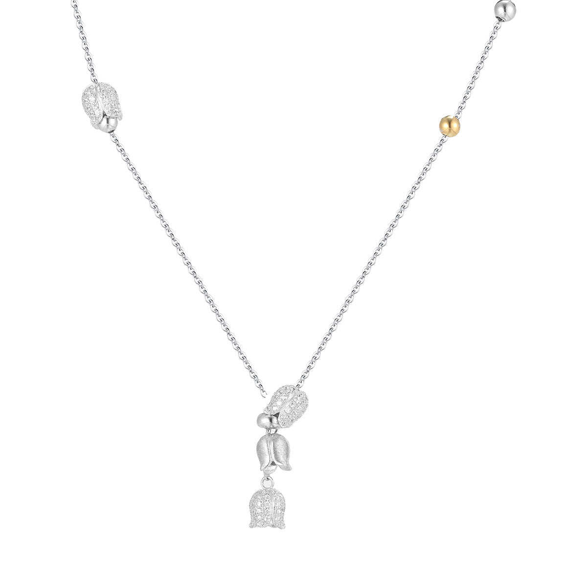 C廠-新中式清冷氣質鈴蘭花項鍊甜美輕奢爆閃鋯石鎖骨鏈高級感秋冬頸鏈「XL-1220」25.12-1