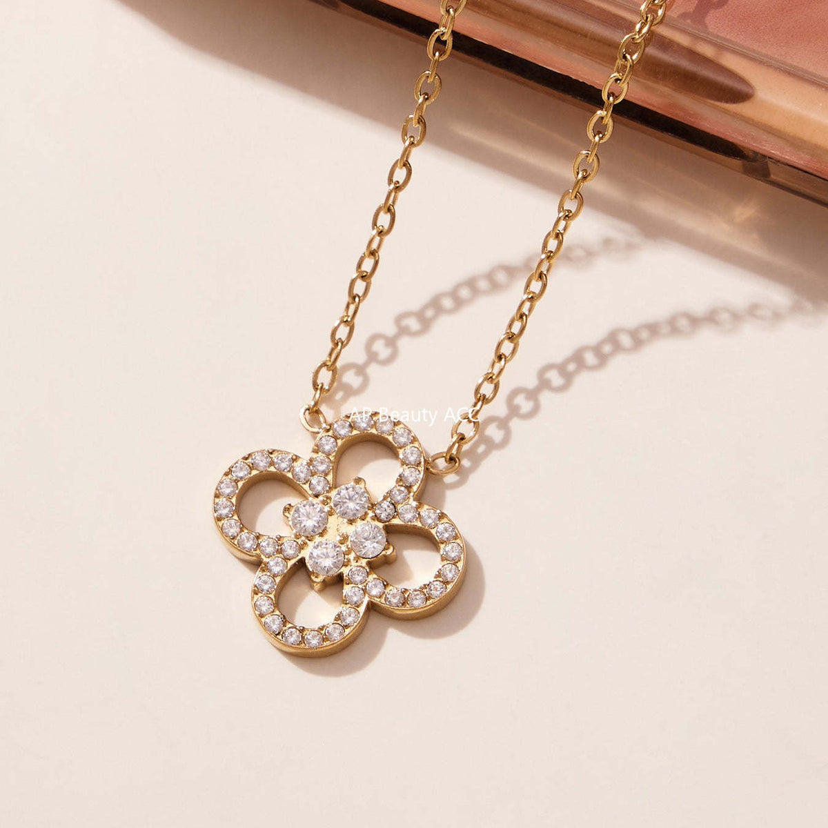 B廠-不鏽鋼四葉草鋯石項鍊手鍊 鍍18k金歐美時尚百搭個性首飾「TXP474-TXE474」25.11-3