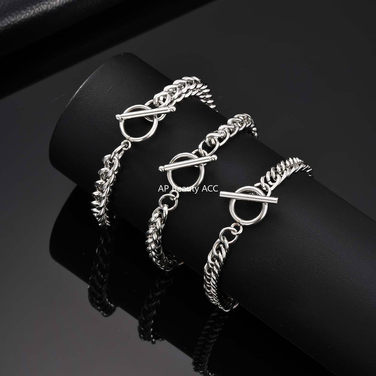 G廠-不鏽鋼酷帥古巴鏈簡約冷淡風單層龍骨鏈OT扣日常疊戴手鍊「BR-1749」25.12-1