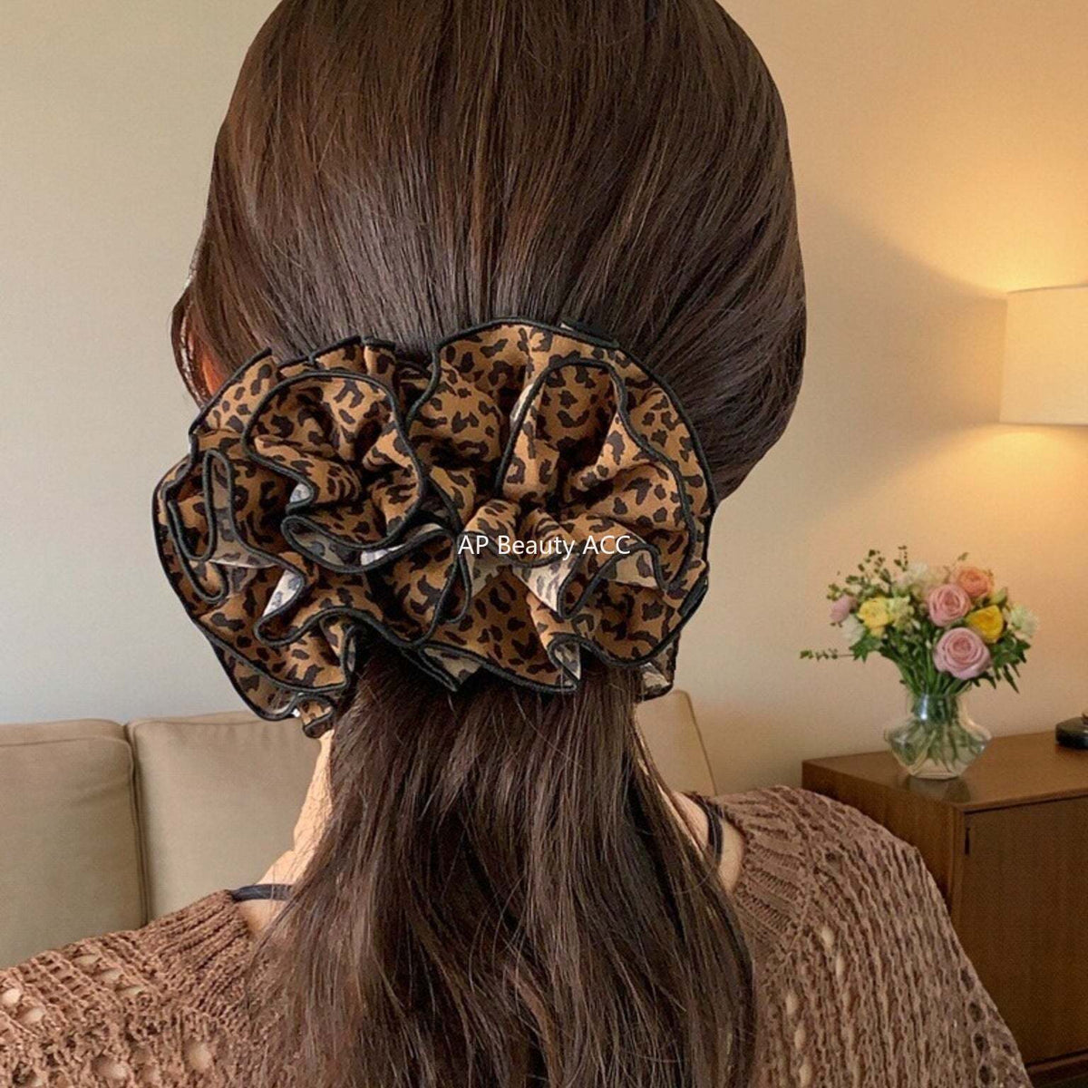 E廠-復古裙擺立體豹紋花朵香蕉夾髮卡增高馬尾竪夾髮爪盤髮橫夾髮飾品「27718」25.11-4