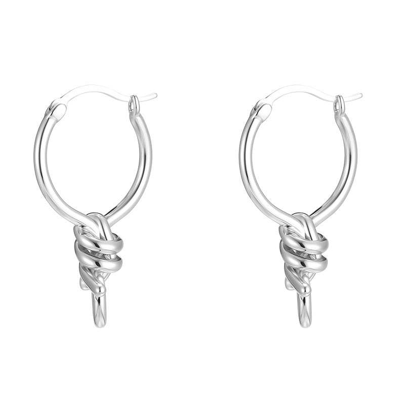 C廠-酷颯冷淡風獨特繩結耳扣女幾何個性冷淡風銀針耳扣輕奢高級感耳飾「EH-4395」25.12-2