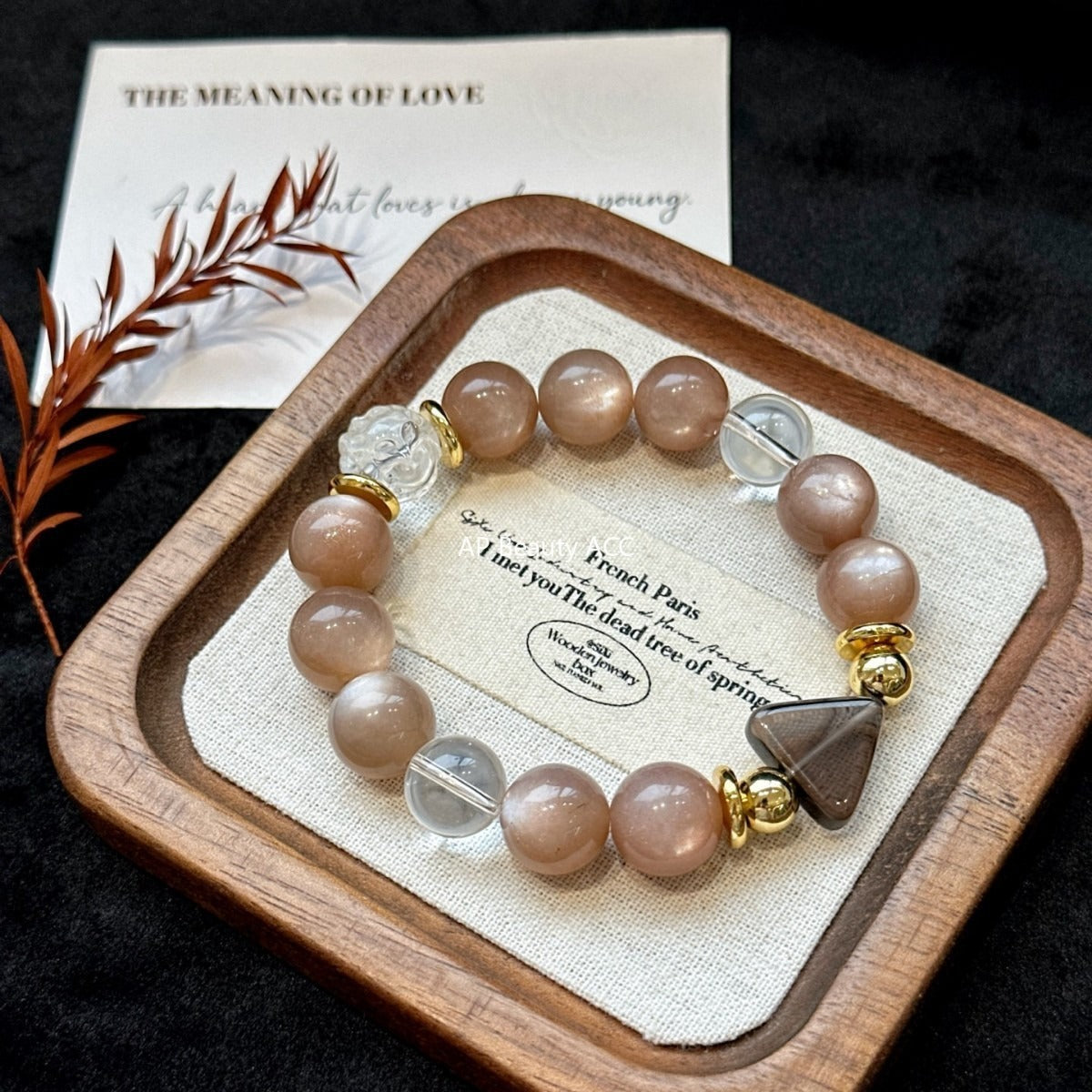 AS廠-天然水晶高級感設計奶茶月光白水晶狐狸手鍊手串批發女款「l2970」25.11-1