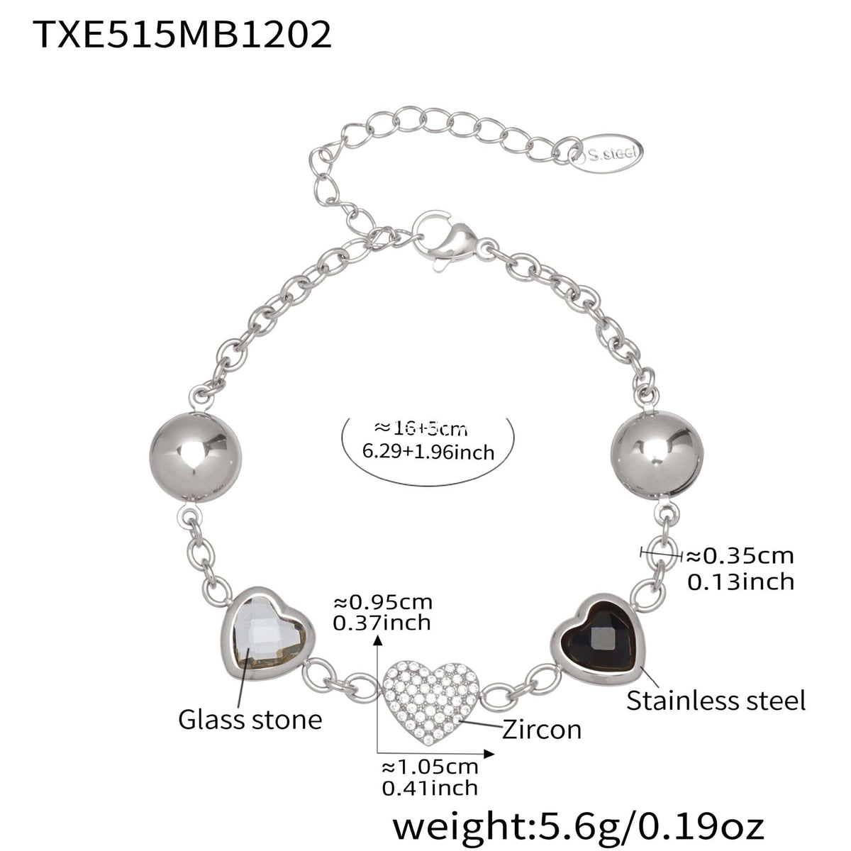 B廠-不鏽鋼彩色樹脂包邊項鍊5A鋯石愛心手鍊多巴胺飾品套裝鍍18k真金「TXP515」25.12-2