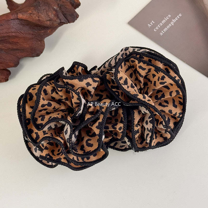 E廠-復古裙擺立體豹紋花朵香蕉夾髮卡增高馬尾竪夾髮爪盤髮橫夾髮飾品「27718」25.11-4