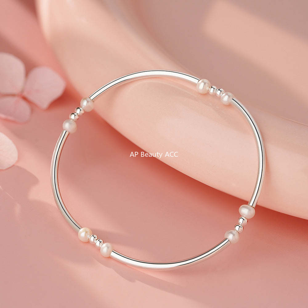 D廠-S999足銀簡約原子珠珍珠手鍊女秋冬新款法式復古優雅溫柔手飾批發「YC4711SL」25.11-4