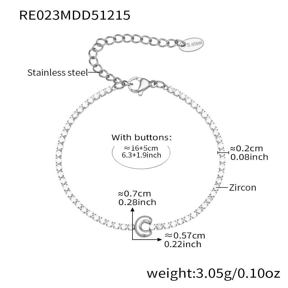 B廠-爆閃爪鑲鋯石26字母手鍊 不鏽鋼鍍18k真金時尚精緻氣質珠寶首飾女「RE023」25.12-3
