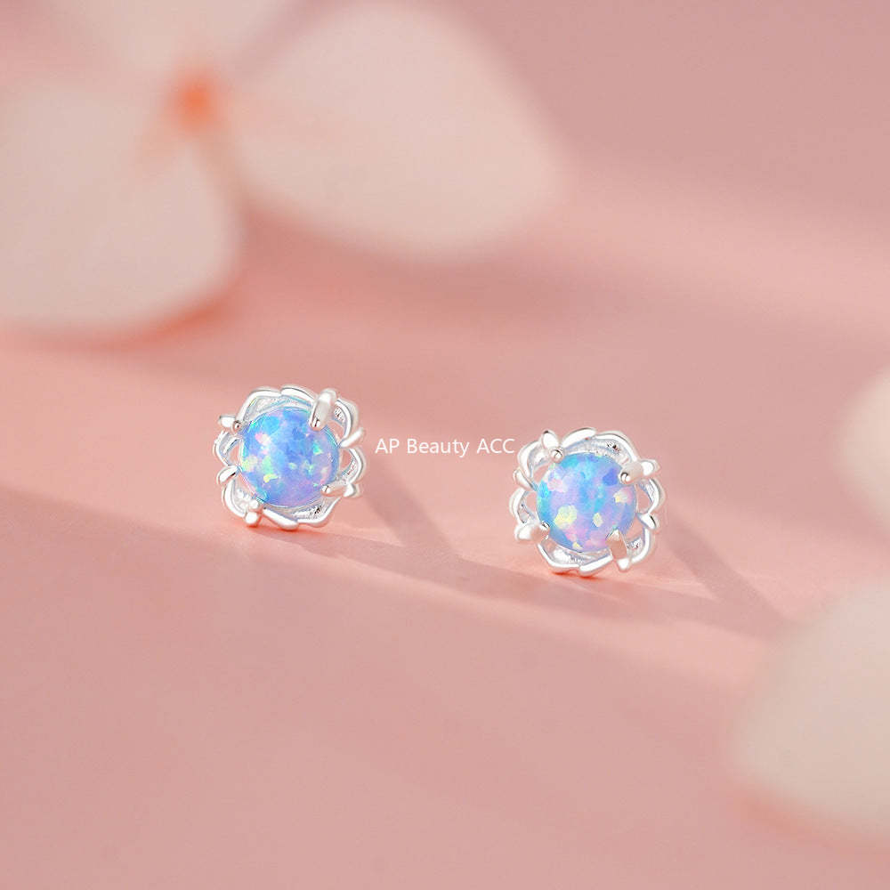 D廠-足銀S999幾何歐泊耳環女設計甜美輕奢冬季爆款簡約小眾耳飾批發「YC2656E_1」25.11-4