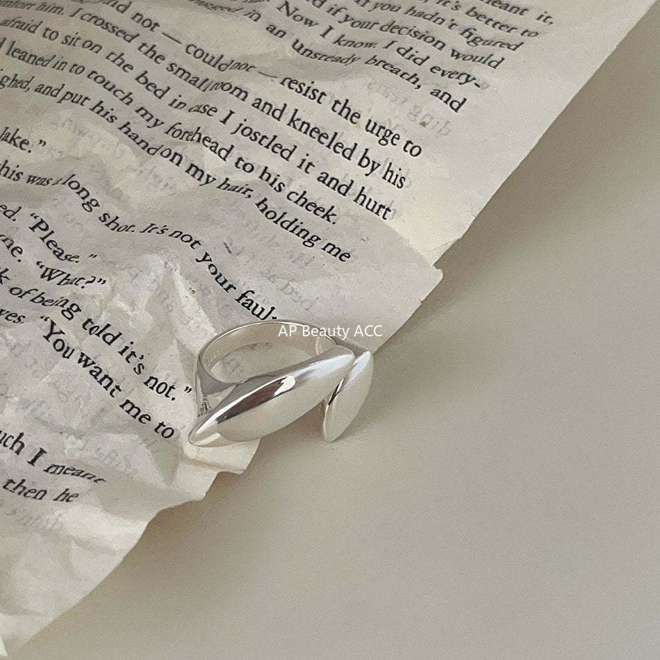 F廠-韓國韓版S925純銀組合幾何面 光面簡約戒指開口指環「J343」25.10-5