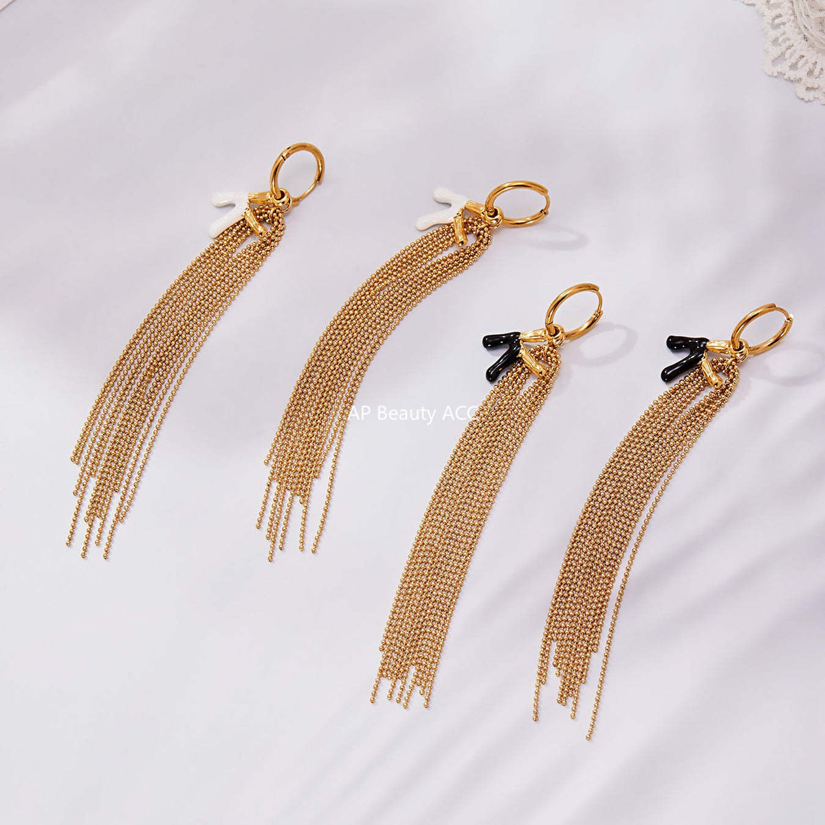 B廠-不鏽鋼K字母滴油流蘇吊墜耳環ins法式潮流個性耳飾鍍18k金「F116」25.10-5