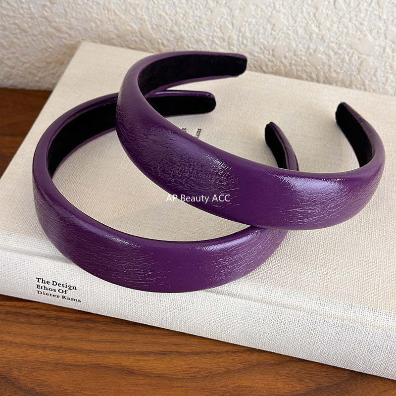 E廠-復古高級感茄紫色貴氣壓髮箍優雅精緻加厚漆皮紋亮面頭箍髮卡髮飾「27812」25.12-3