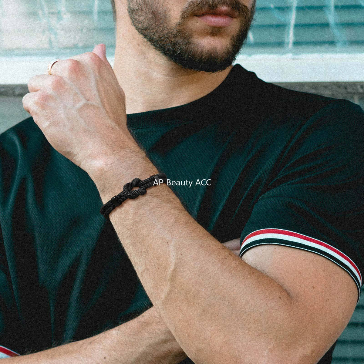 G廠-不鏽鋼男士調節扣黑色無限符號米蘭繩同心結手繩手鍊「BL-739」25.11-2