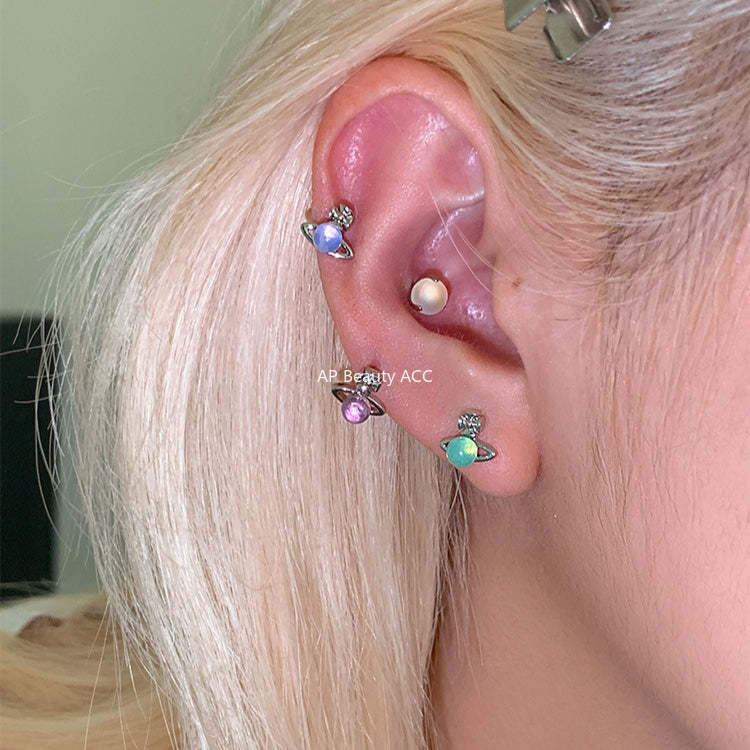 C廠-輕奢小眾高級感星球耳釘女多巴胺甜美鈦鋼耳環精緻甜酷風秋冬耳飾「EH-4343」25.12-2