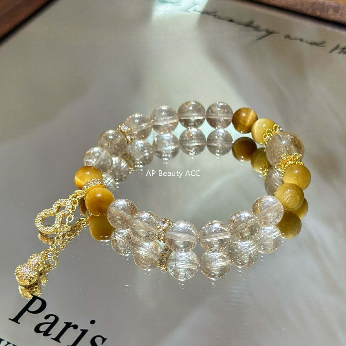 AS廠-新中式天然黃塔晶拼接金虎眼葫蘆手鍊女小眾氣質國風高級疊戴「l2834」25.10-4