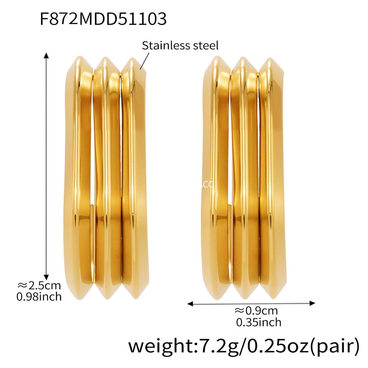 B廠-ins風小眾設計三層愛心形耳環不鏽鋼18k鍍金耳釘不掉色耳飾「F753」25.11-1