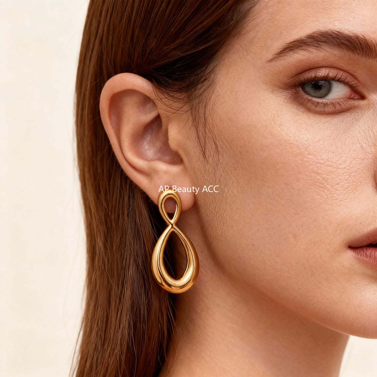 B廠-不鏽鋼8字拼色耳環 ins小眾設計耳飾 跨境新款鍍18k金不掉色耳釘「F625」25.12-1