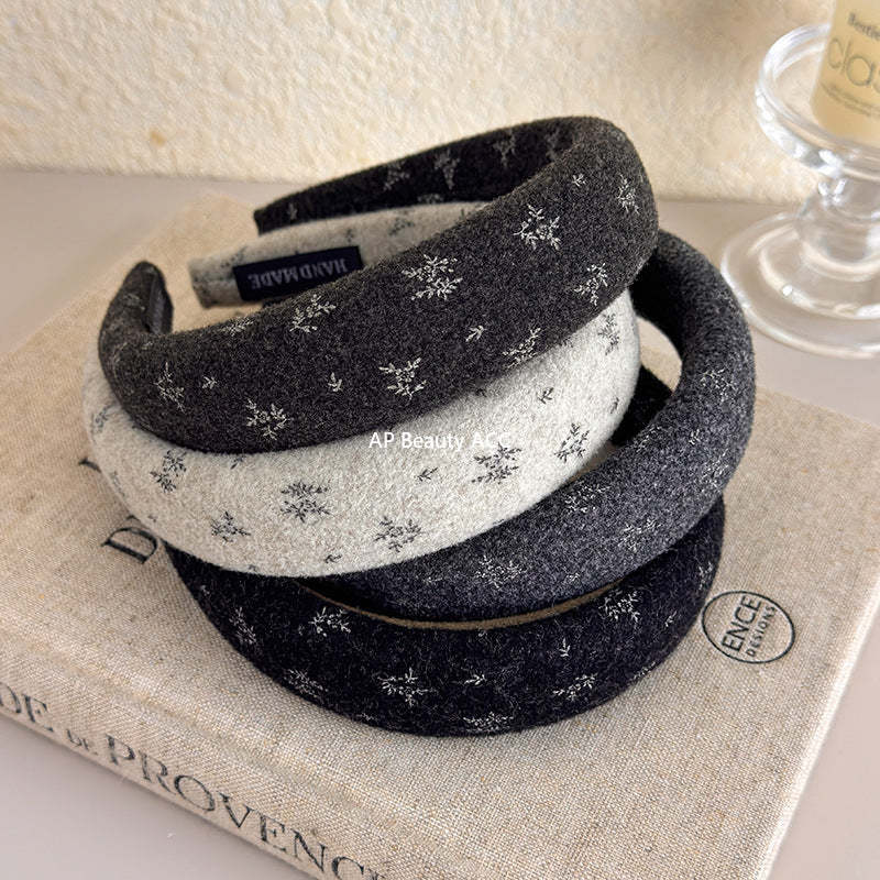 E廠-復古時尚秋冬針織小碎花海綿髮箍女外出壓髮卡氣質百搭高顱頂頭箍「27633」25.11-1