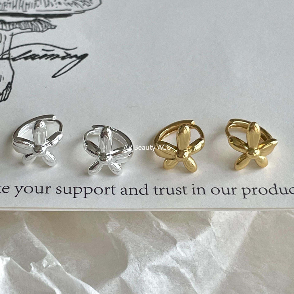 F廠-韓國韓版925純銀花朵耳扣耳環簡約氣質百搭ins風耳飾「C1413」25.11-3