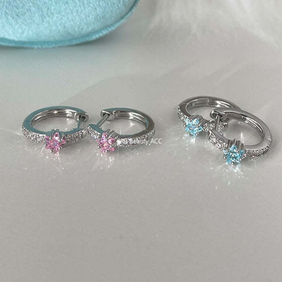 C廠-閃耀星星鋯石耳環女精緻百搭圈圈甜美鈦鋼耳圈設計感小眾甜酷簡約「EH-4333」25.12-1