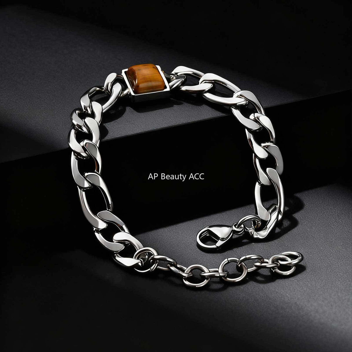 G廠-不鏽鋼手鍊批發男士嘻哈潮流手鍊三比一NK鏈方虎眼石手鍊「BR-2741」25.12-3