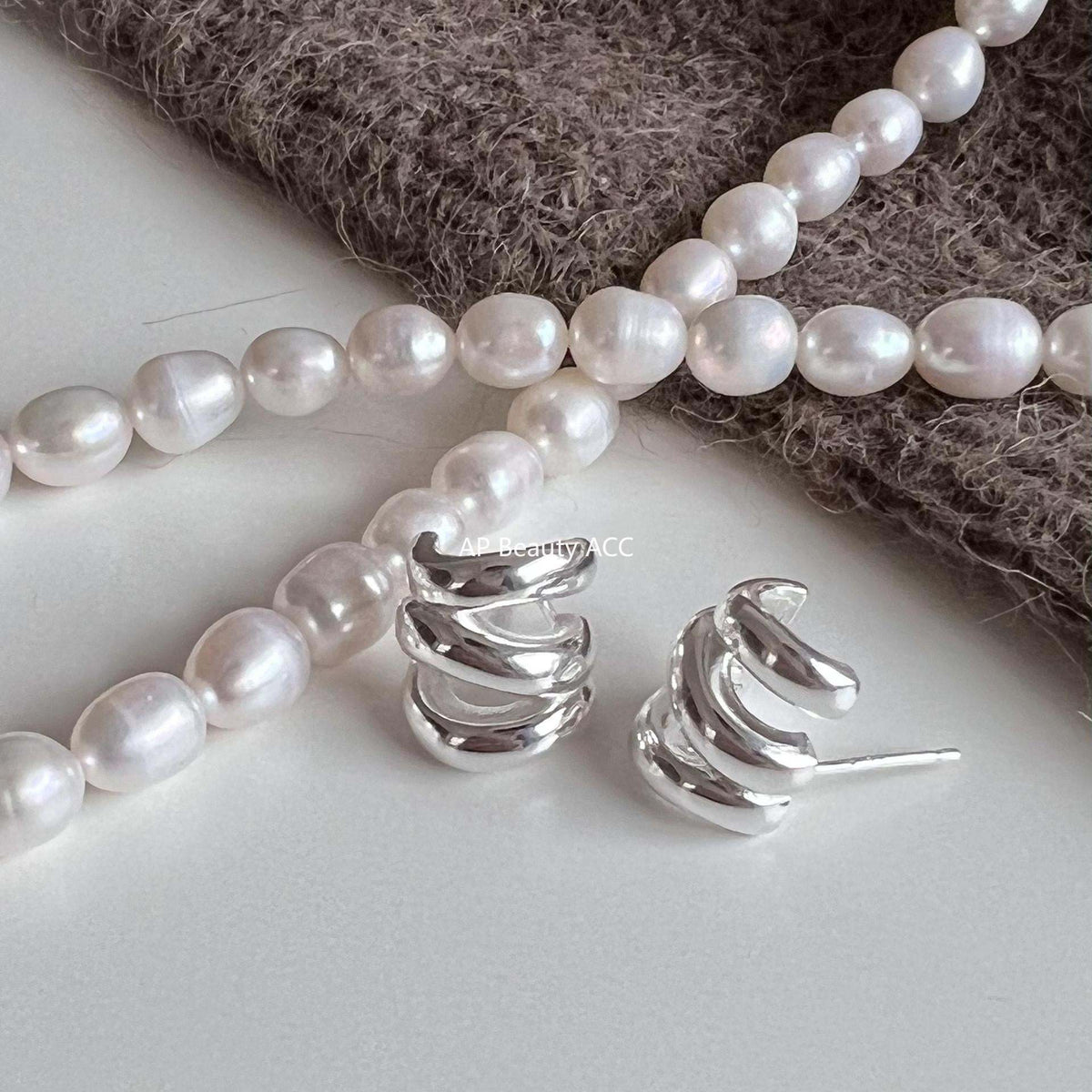 F廠-韓國韓版925純銀耳釘韓風INS極簡波紋耳環耳扣銀耳釘女「C878」25.12-1