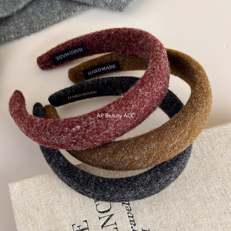 E廠-深色系毛氈髮箍女高顱頂壓髮洗臉頭箍不勒頭防滑髮卡2025新款髮飾「26247-2」25.11-2