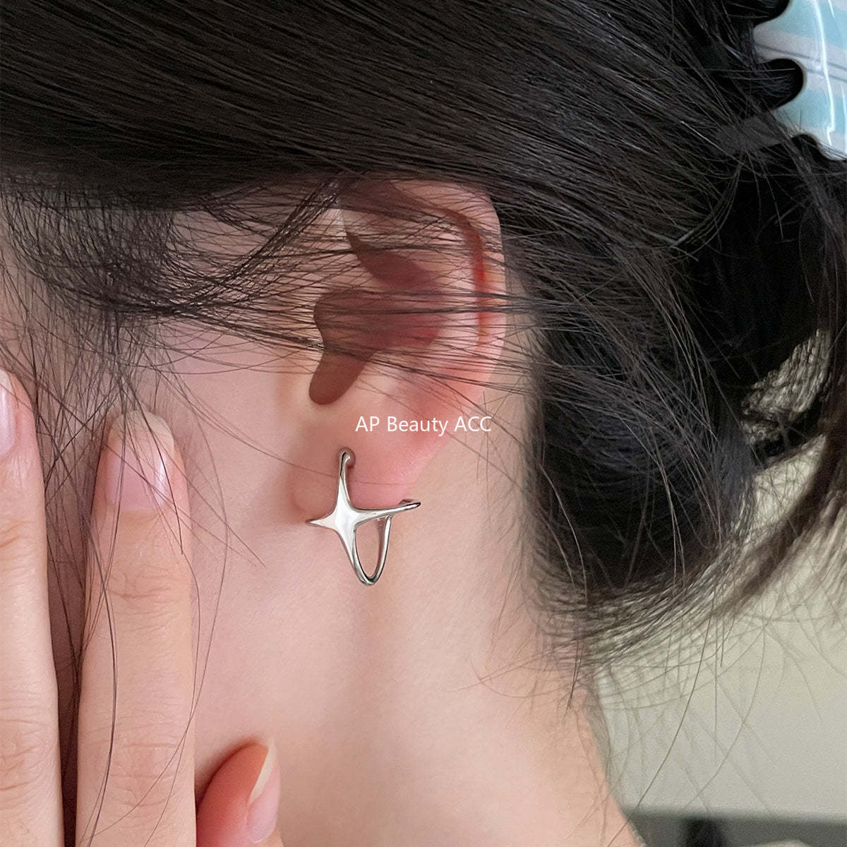 C廠-韓版ins風四芒星耳夾女冷淡風個性甜酷高級感耳骨夾小眾簡約耳飾「EJ-58」25.12-3