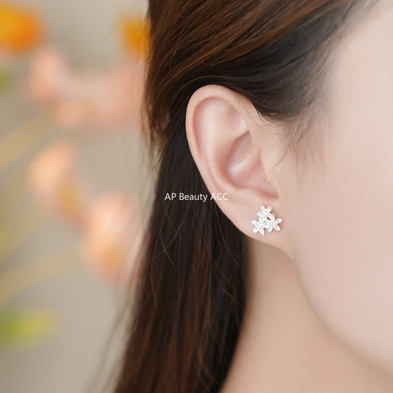 D廠-S999足銀清新花朵耳環女甜美氣質優雅輕奢高級感設計耳飾批發「YC9992E_1」25.11-2