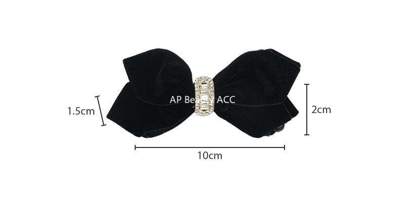 E廠-2025秋冬新款黑色絲絨蝴蝶結香蕉夾竪夾扎高馬尾頭飾髮夾女抓夾「27735」25.12-1