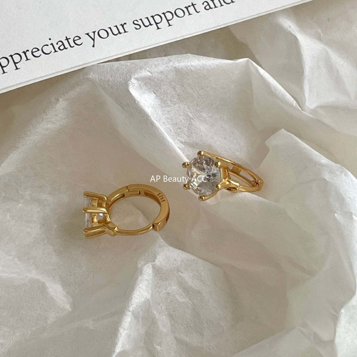 F廠-韓國韓版925純銀鋯石耳扣耳釘女簡約時尚ins小紅書耳環「C1409」25.11-3