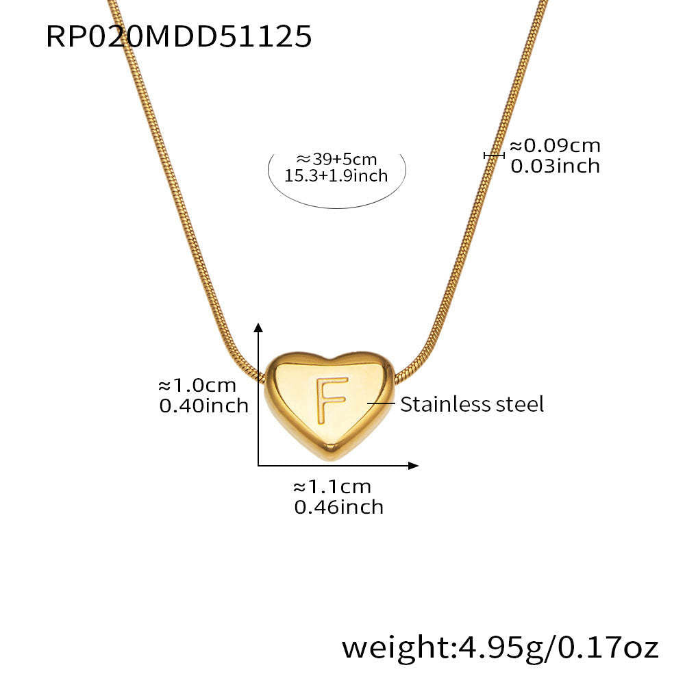 B廠-不鏽鋼26字母愛心吊墜鎖骨項鍊歐美熱銷款時尚輕奢飾品鍍18k真金「RP020」25.12-1