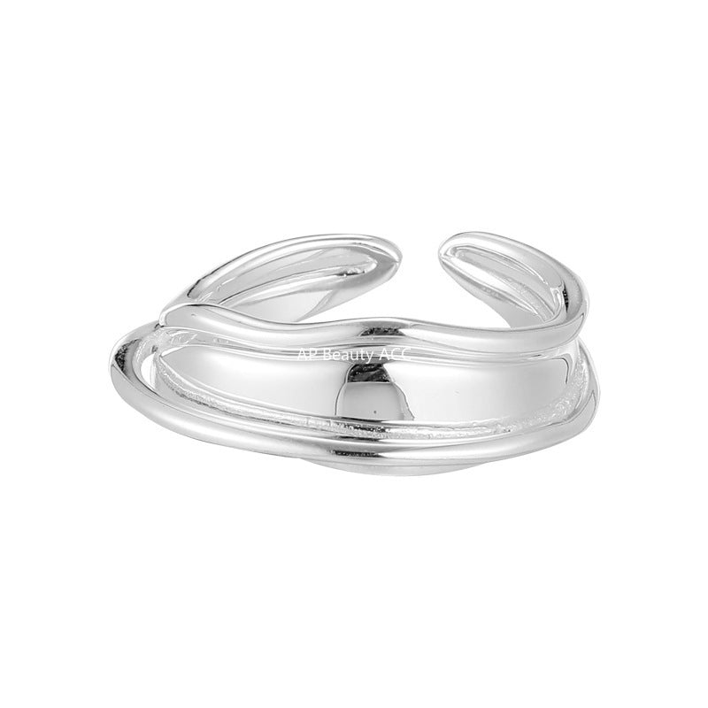 C廠-輕奢高級感純銀戒指女小眾設計個性疊戴風指環時尚ins風韓版指戒「JZ-0595」25.11-2