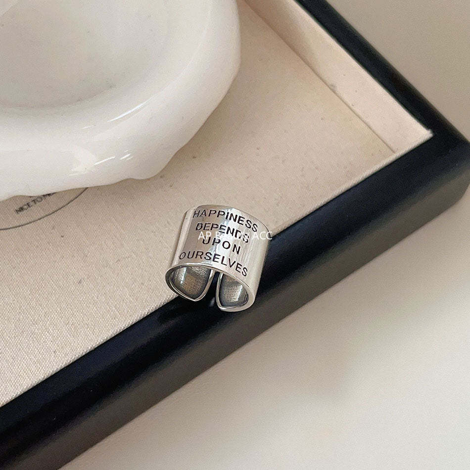 F廠-韓版飾品925純銀復古做舊取悅自我復古寬面戒指指環首飾時尚戒子「J960」25.10-5