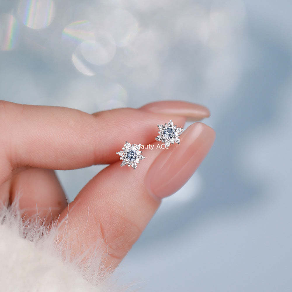 D廠-足銀S999雪花鋯石耳環韓風新款創意甜美風溫柔聖誕養耳洞耳飾批發「YC5733E_2」25.12-3