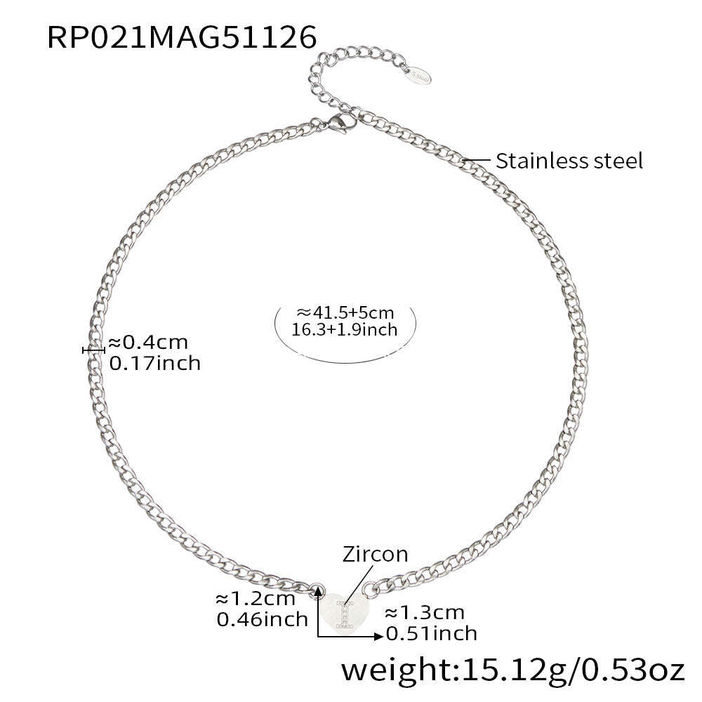 B廠-不鏽鋼愛心字母鑲嵌鋯石吊墜項鍊手鍊套裝 歐美個性首飾鍍18k真金「RP021」25.12-1