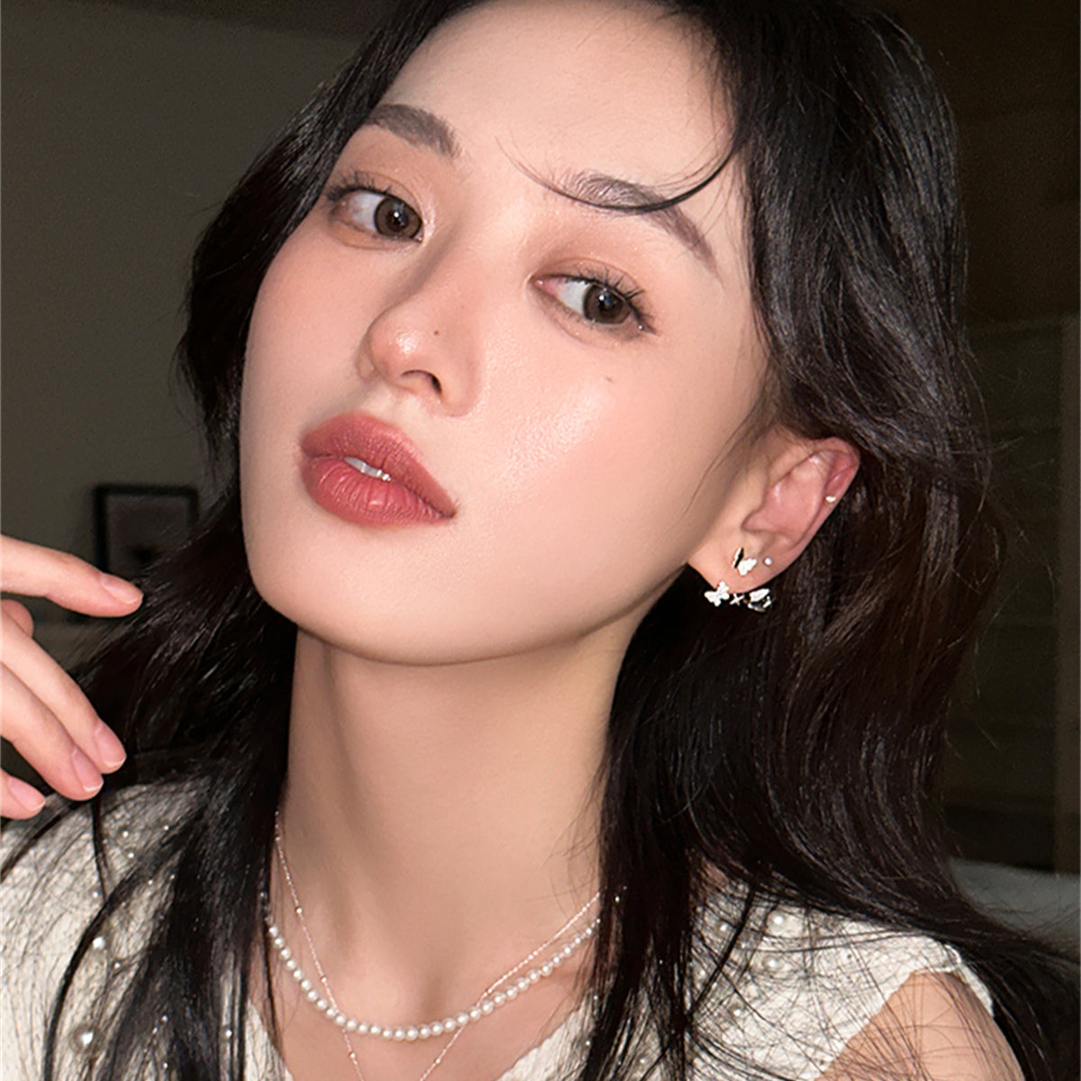 C廠-超仙甜美蝴蝶銀針耳釘女氣質高級感百搭耳環小香風ins輕奢新耳飾「EH-3796」25.07-4