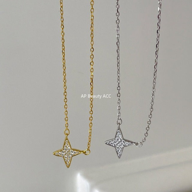 C廠-閃鑽星星純銀項鍊ins小眾設計輕奢高級感氣質鎖骨鏈簡約百搭頸鏈「XL-1229」25.11-1