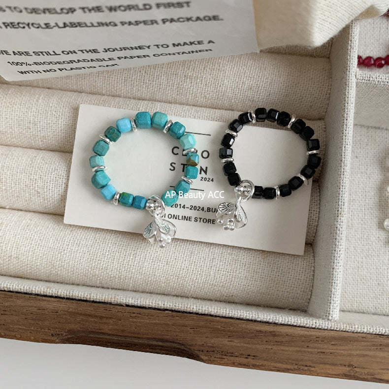 C廠-古風花朵葉子福袋小馬元寶蘋果紅瑪瑙彈力戒指S925純銀戒指女士「RB」25.11-4