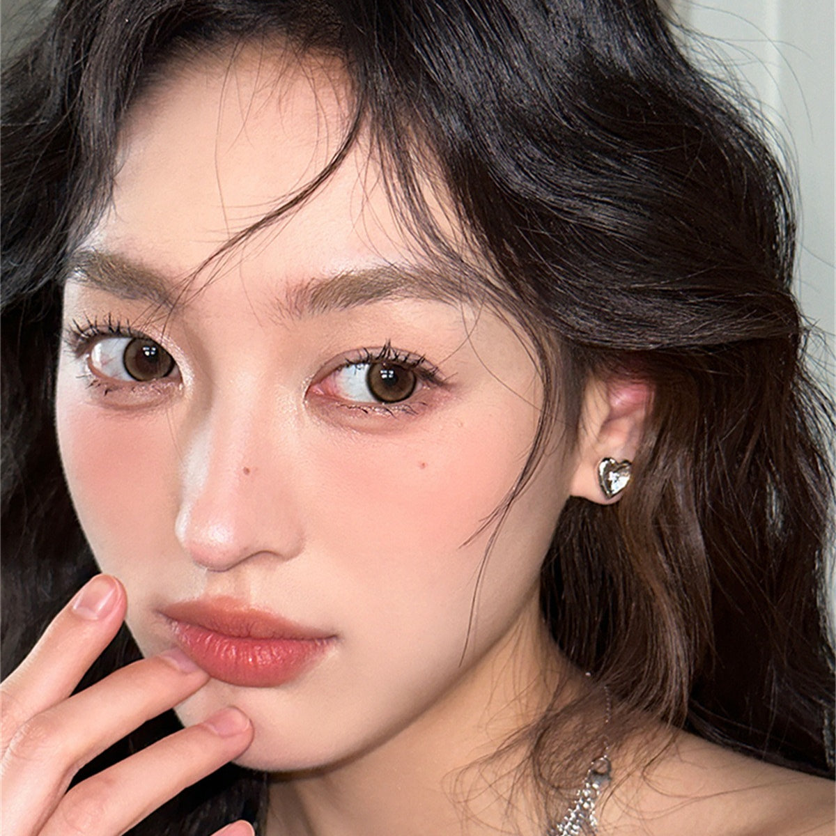 C廠-韓版設計鋯石愛心耳環女時尚精緻輕奢百搭銀針耳扣高級感秋冬耳飾「EH-4013」25.10-1