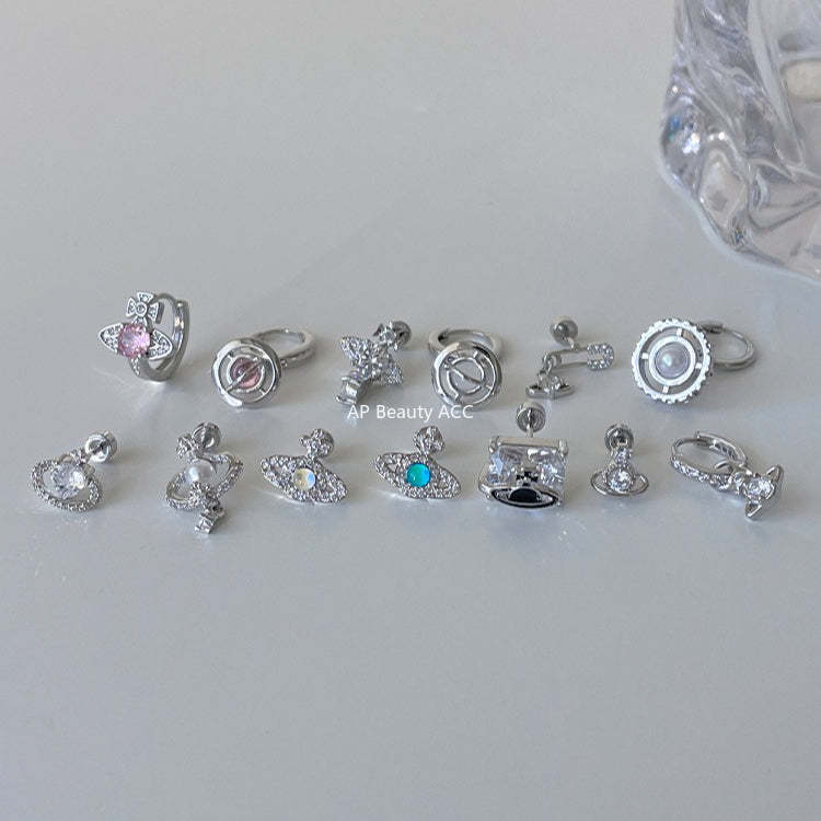 C廠-甜酷風爆閃鋯石星球耳釘鈦合金女高級感個性氣質別針鈦鋼新品耳飾「EH-4347」25.12-1