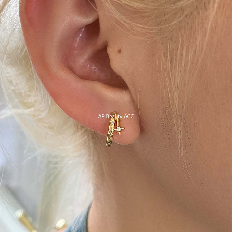 C廠-小眾輕奢四芒星耳環女設計感時尚氣質銀針耳環簡約百搭高級感耳飾「EH-4336」25.11-4