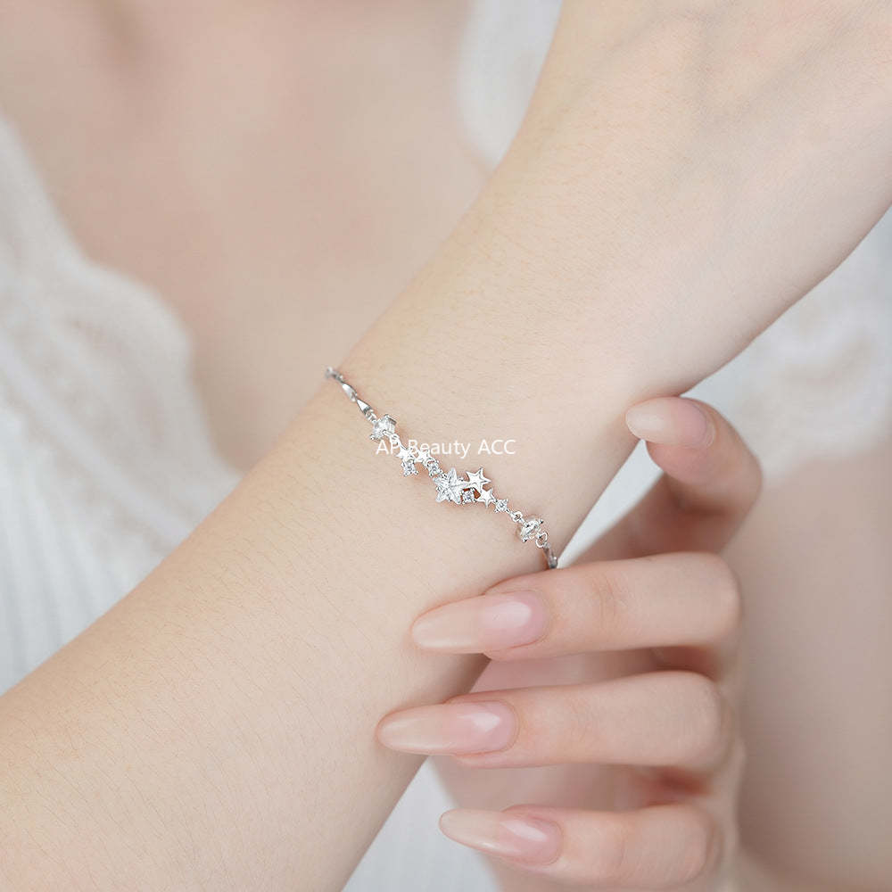 D廠-純銀S925溫柔星星手鍊女輕奢小眾獨特精緻高級甜美優雅手飾批發「YC5136SL_1」25.12-3