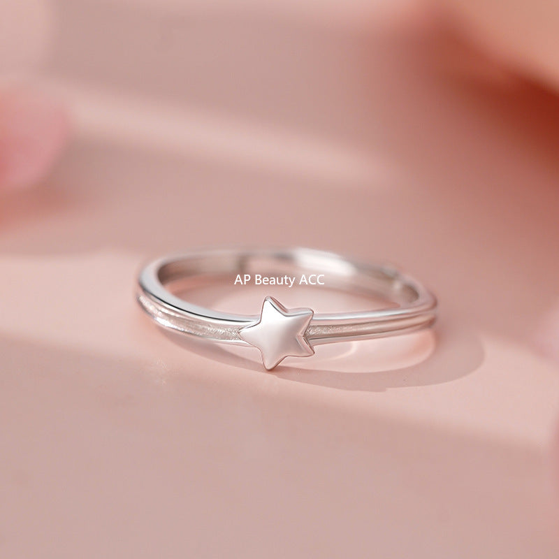 D廠-S999足銀夢幻五角星戒指女簡約小眾ins甜美溫柔高級設計手飾批發「YC4119R_1」25.11-2