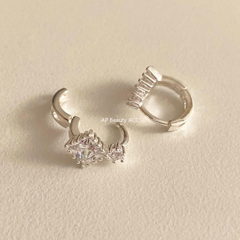 F廠-韓國韓版925純銀方鋯石耳釘耳扣女簡約時尚ins風耳環耳飾「C1029」25.11-2