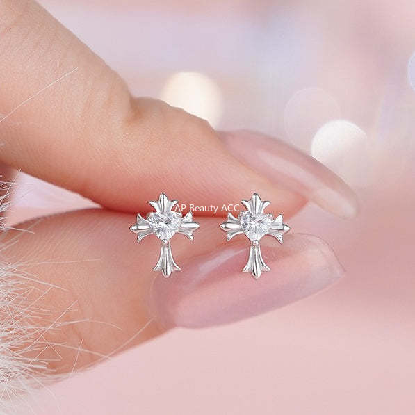 D廠-S999足銀輕奢個性十字架耳環女個性時尚冷淡風免摘耳骨耳飾「YC2153E_3 YC2416E_2 YC2434E_1」25.11-3
